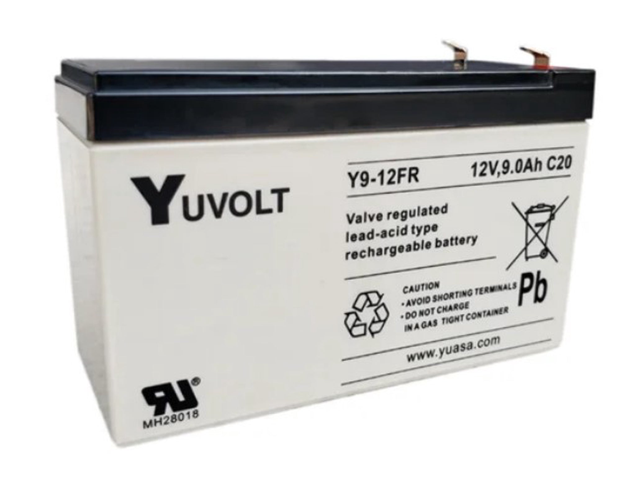 Yuasa Yuvolt 9V 12Ah VRLA Battery Fire Rated