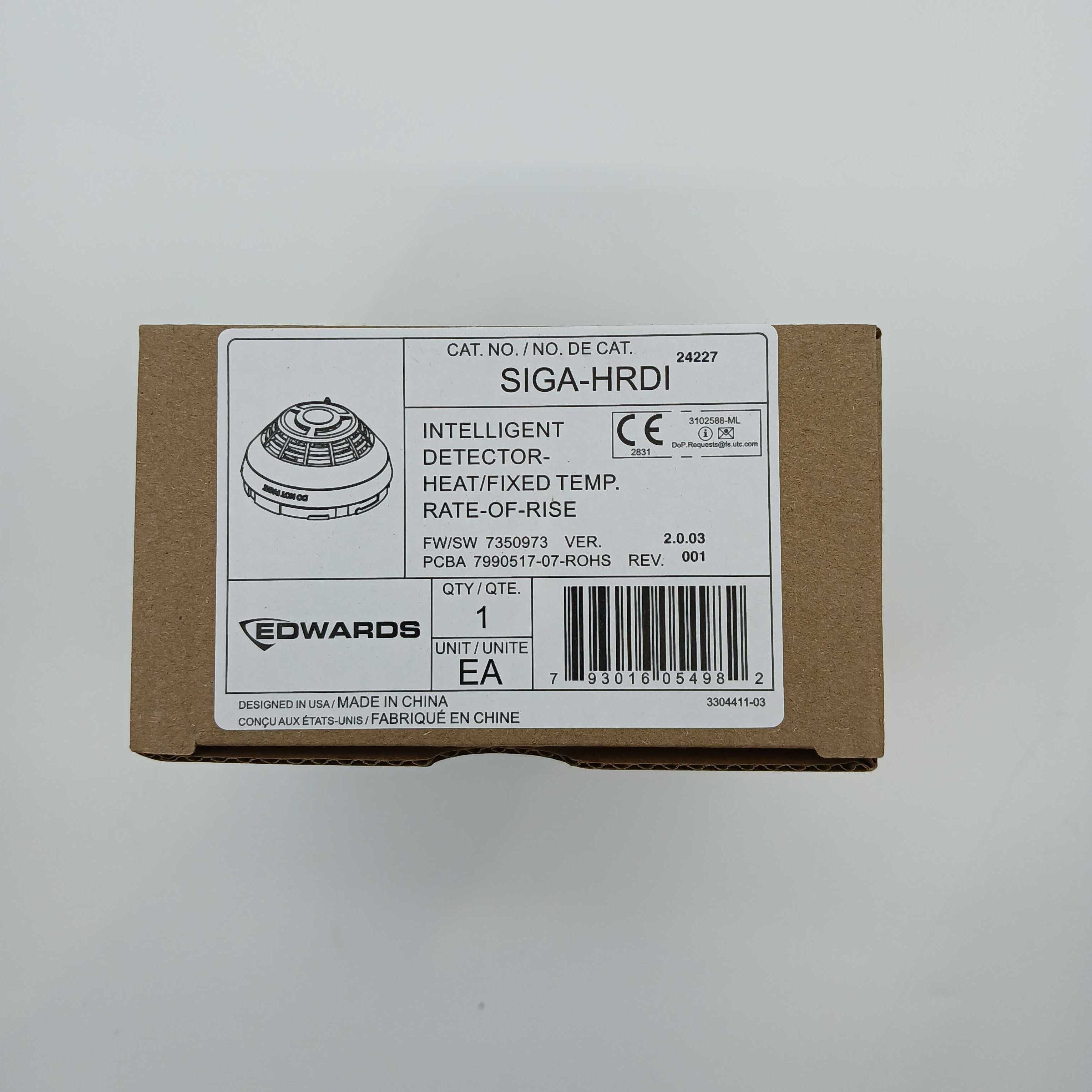 Edwards SIGA-HRDI Intelligent A1/A2R fixed temperature and ROR heat detector - JEM Systems UK