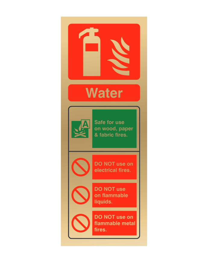 CheckFire 101PG Water ID sign Polished Gold