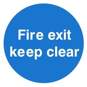 Fire Exit Keep Clear Sign C/W Self Adhesive 200mm x 200mm - JEM Systems UK