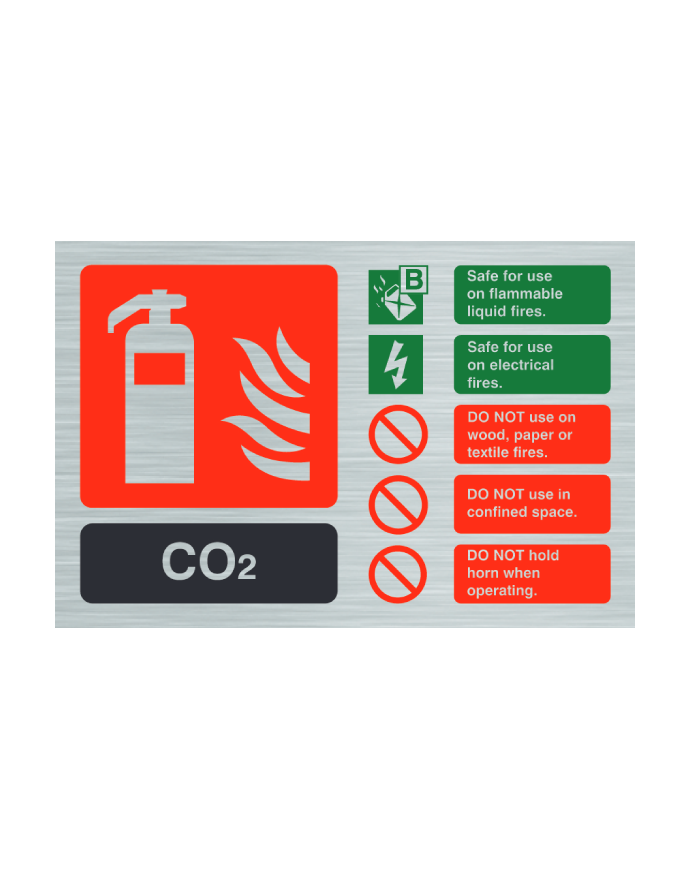 CheckFire 113SS CO2 ID sign Stainless Steel Landscape