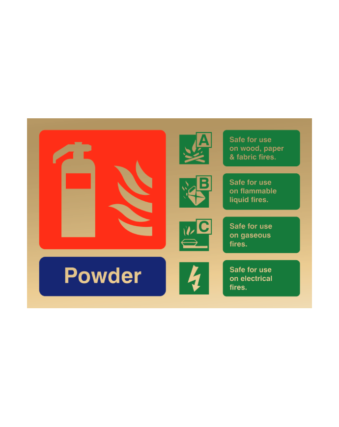 CheckFire 114PG Powder ID sign Polished Gold Landscape