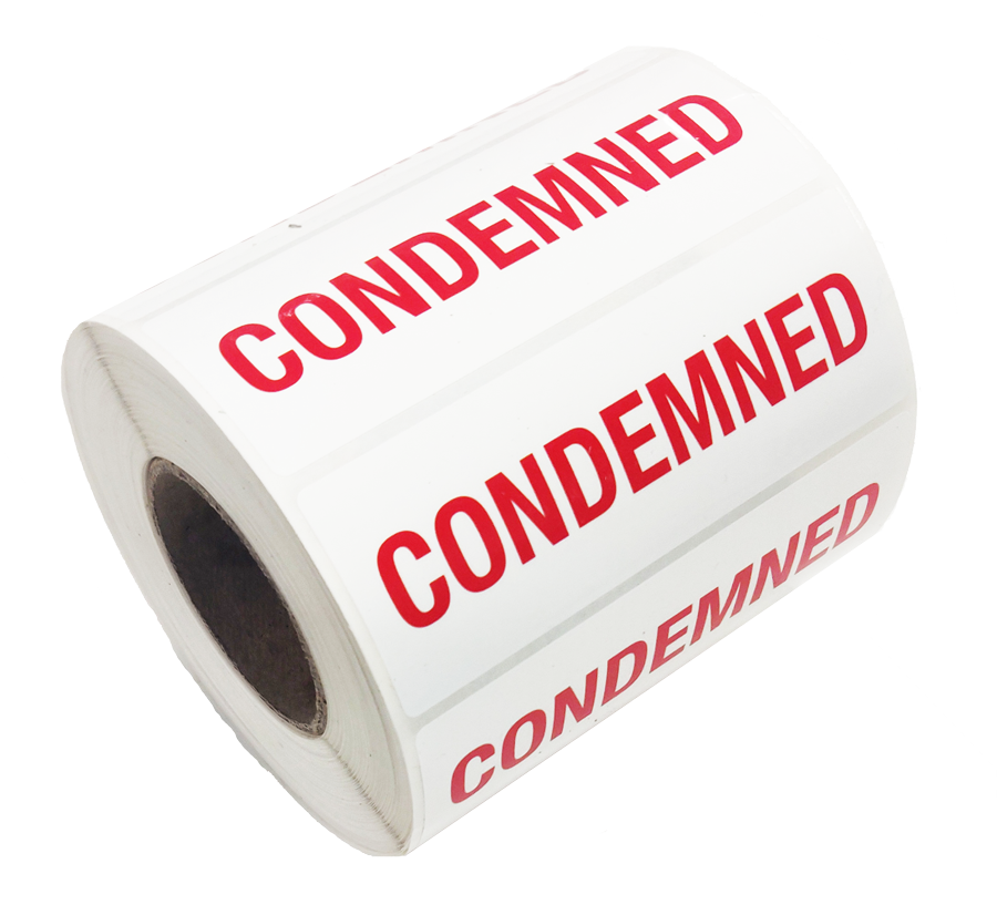 Firechief Condemned Labels, 'CONDEMNED' - Pack of 250 (CDL/C)