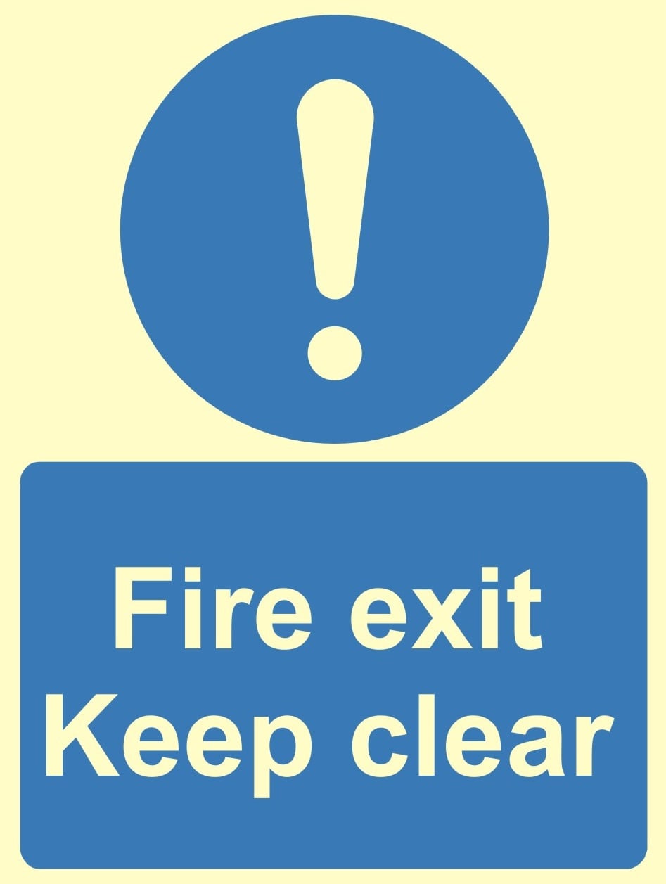Luminous Fire Exit Keep Clear Sign C/W Self Adhesive 200mm x 300mm - JEM Systems UK