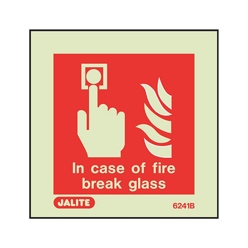 Firechief Sign IN CASE OF FIRE BREAK GLASS Photolum (6241B/R) - JEM Systems UK