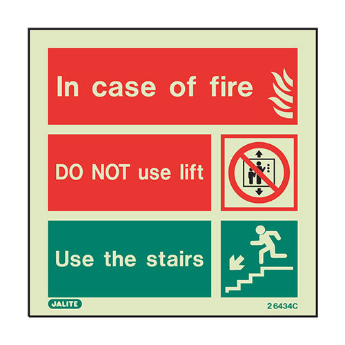 Firechief Sign IN CASE OF FIRE Photolum (6434C/R) - JEM Systems UK
