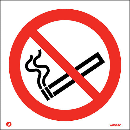 Firechief Sign NO SMOKING SYMBOL White (W8024C) - JEM Systems UK