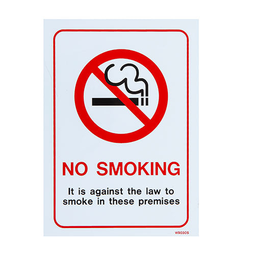 Firechief Sign NO SMOKING It is against the law to White Rigid (W9030S/R) - JEM Systems UK