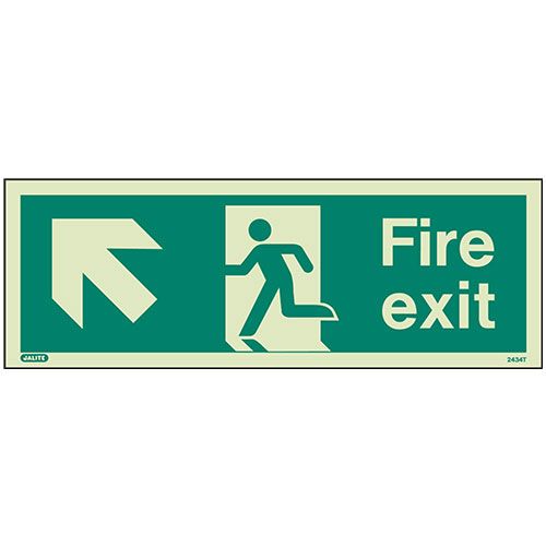 Firechief Sign FIRE EXIT UP LEFT Photolum (434T/R)