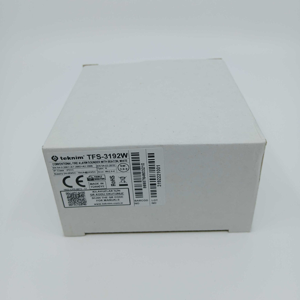 FireClass TFS-3192W Conventional Fire Alarm Sounder with Strobe - White - JEM Systems UK
