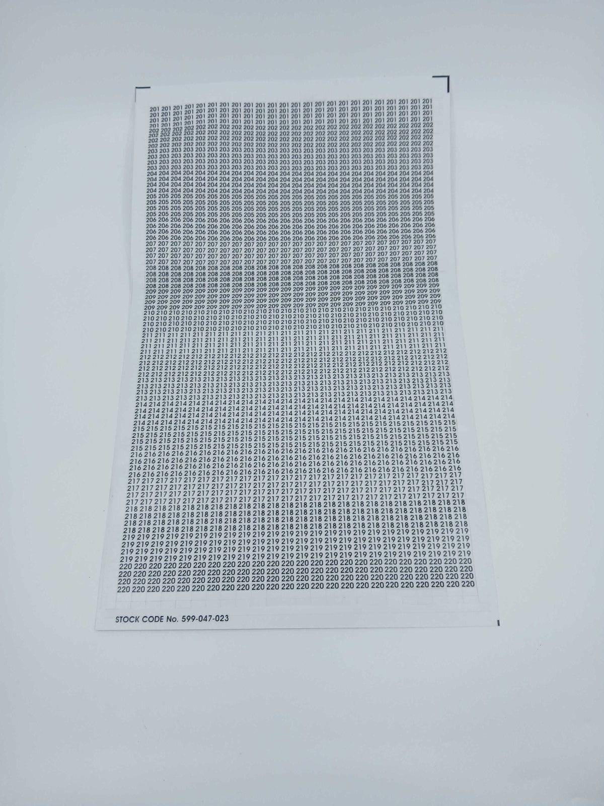 FireClass 599.047.023 Zone Labels - Zones 201 – 220 - JEM Systems UK