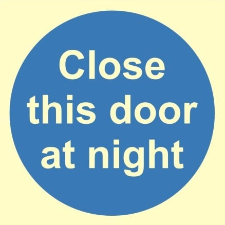 Luminous Close This Door At Night Sign 100mm x 100mm - JEM Systems UK