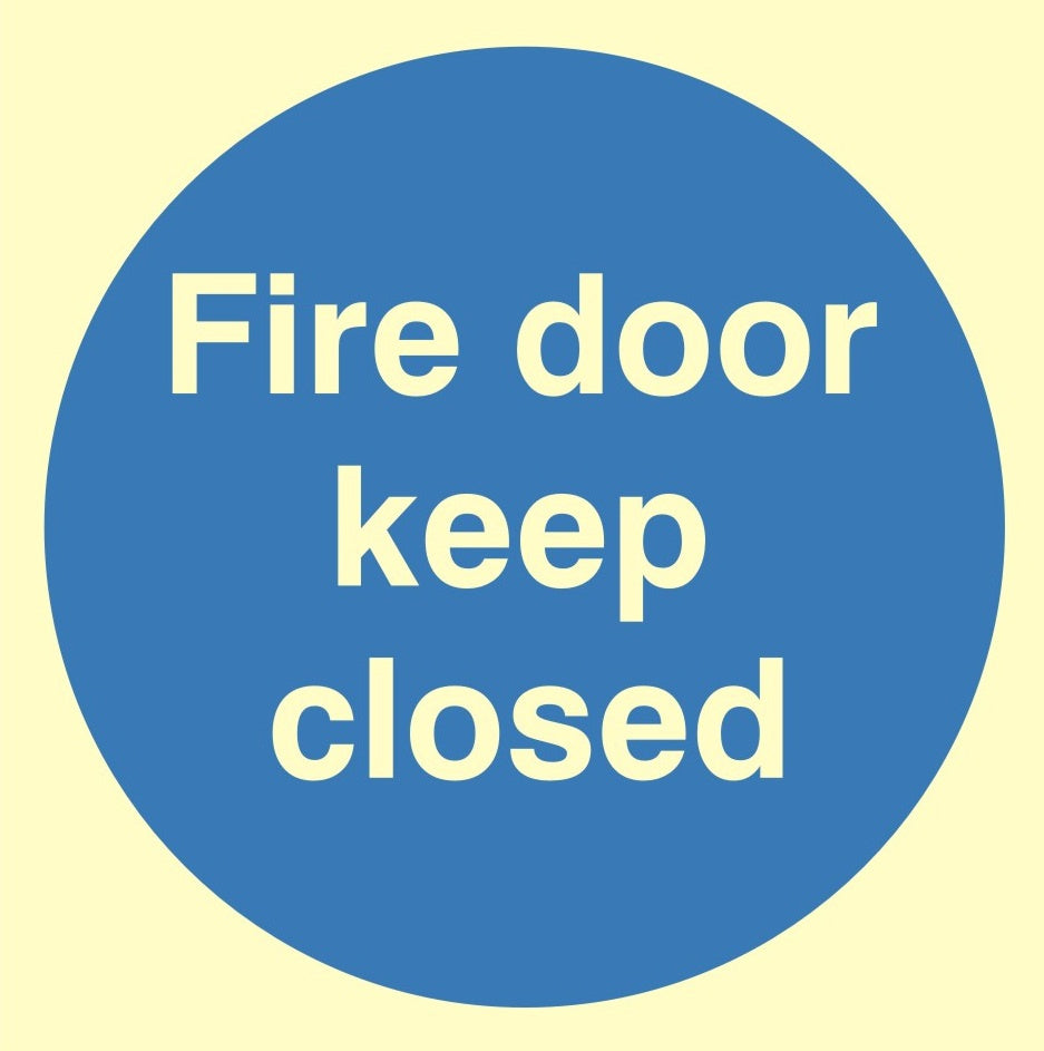 Luminous Fire Door Keep Closed Sign 100mm x 100mm - JEM Systems UK