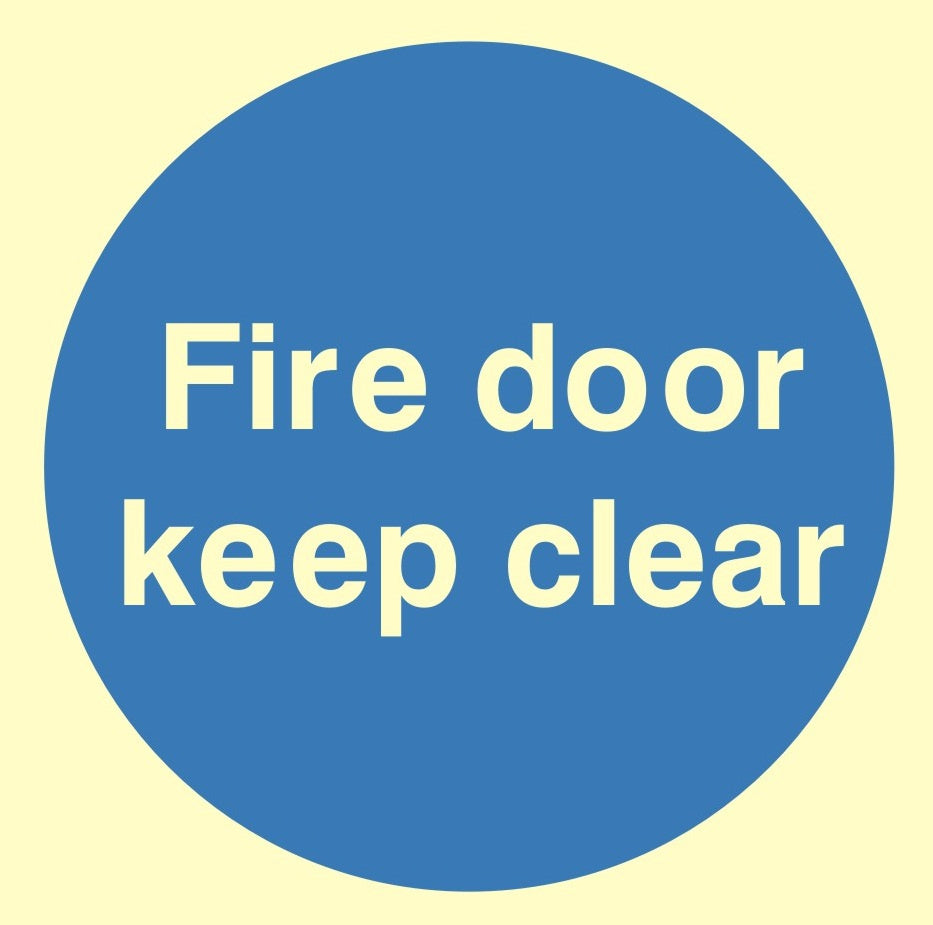 Luminous Fire Door Keep Clear Sign 100mm x 100mm - JEM Systems UK