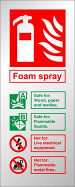 Foam Fire Extinguisher Identification Sign C/W Self Adhesive - JEM Systems UK