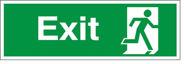 Self Adhesive Exit Final Exit (No Arrow) Running Man Sign 300x100mm - JEM Systems UK