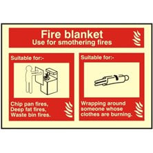 Luminous Fire Blanket Extinguisher Identification Sign Self Adhesive Vinyl Sticker - JEM Systems UK