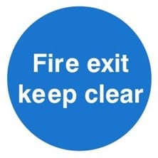 Fire Exit Keep Clear Sign Self Adhesive Vinyl Sticker 200mm x 200mm - JEM Systems UK