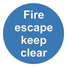 Fire Escape Keep Clear Sign Self Adhesive Vinyl Sticker 200mm x 200mm - JEM Systems UK