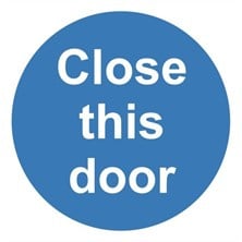 Close This Door Sign Self Adhesive Vinyl Sticker 100mm x 100mm - JEM Systems UK
