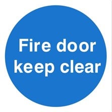 Fire Door Keep Clear Sign Self Adhesive Vinyl Sticker 100mm x 100mm - JEM Systems UK