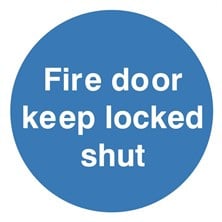 Fire Door Keep Locked Shut Sign Self Adhesive Vinyl Sticker 100mm x 100mm - JEM Systems UK