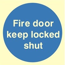 Luminous Fire Door Keep Locked Shut Sign Self Adhesive Vinyl Sticker - JEM Systems UK