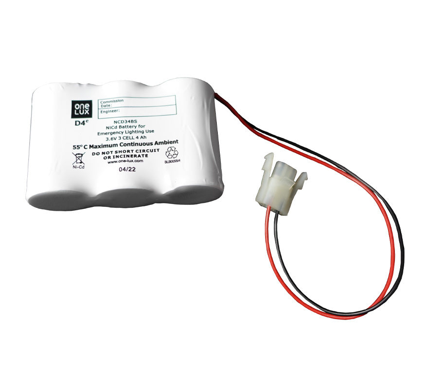 BLE 3 Cell Battery Pack - Side by Side - Nickel Cadmium - 3.6V 4.0Ah - High Temp - with Flying Leads (EL-193305) - JEM Systems UK