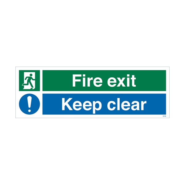 Jactone 150 x 450mm Fire Exit Keep Clear - Rigid PVC (30128R)