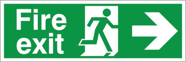 Foamex Fire Exit Right Running Man Sign 600x1000mm - JEM Systems UK