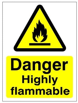 Danger Highly Flammable Safety Sign 150mm x 200mm - JEM Systems UK