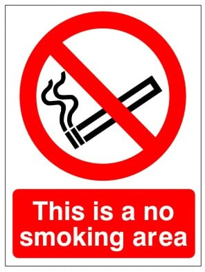 This Is A No Smoking Area - Double sided Foamex - 450mm Wide x 600mm High - JEM Systems UK
