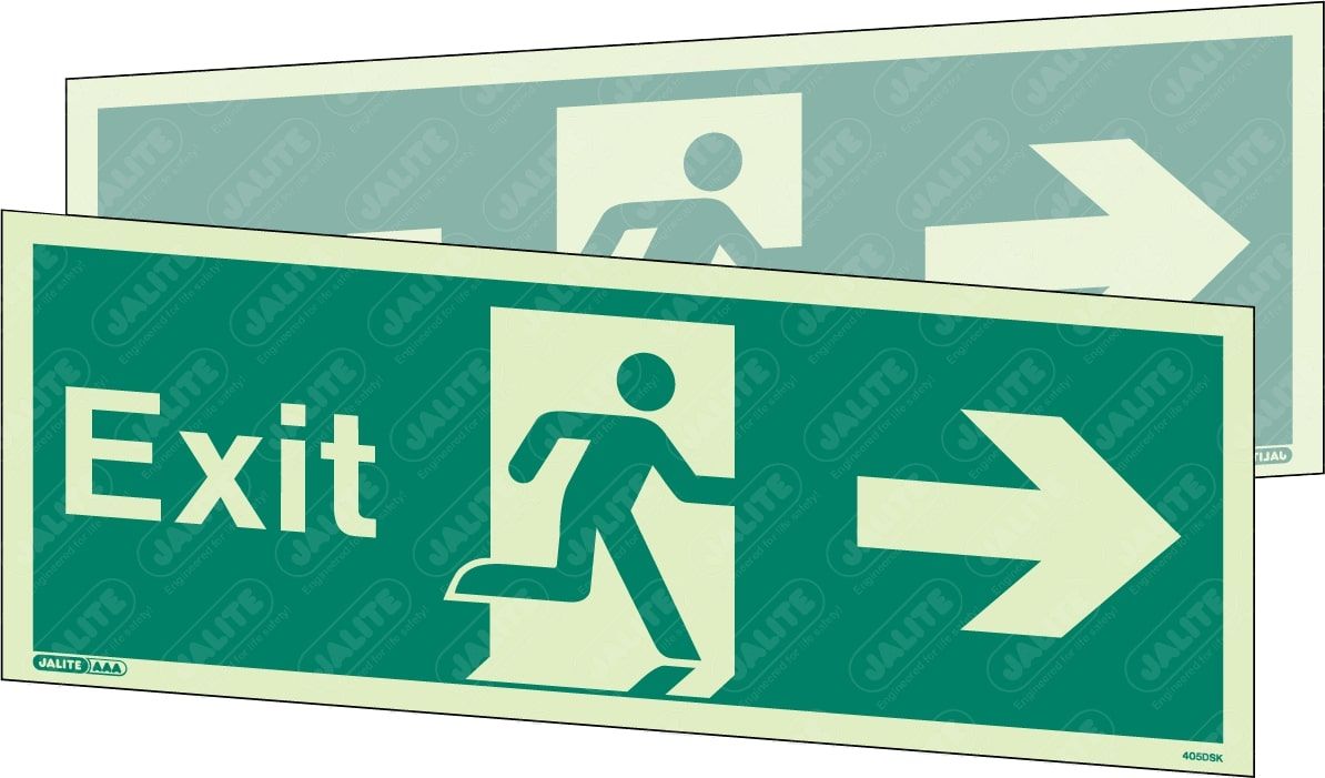 Firechief Sign EXIT RIGHT/LEFT Photolum (405DSK/R)