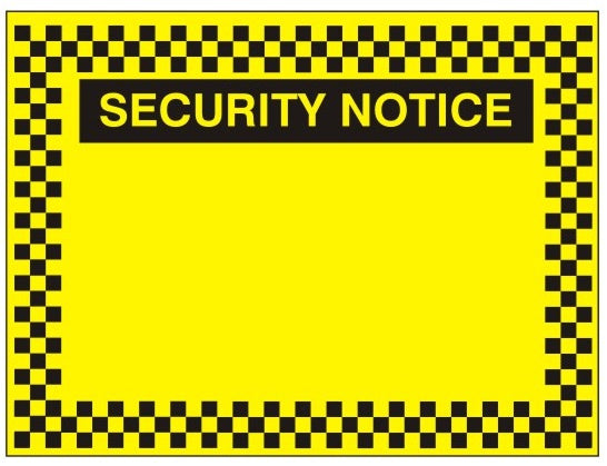 Blank Security Notice Sign - 400mm Wide x 300mm High - JEM Systems UK