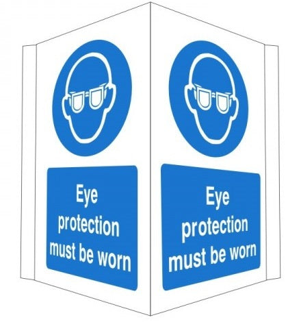 Projecting Eye Protection Must Be Worn Sign 400mm Wide x 300mm High - JEM Systems UK