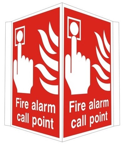 Projecting Fire Alarm Call Point Sign 300mm Wide x 400mm High - JEM Systems UK