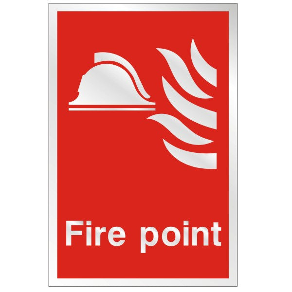 Stainless Steel Fire Point Sign 150mm Wide x 200mm High - JEM Systems UK