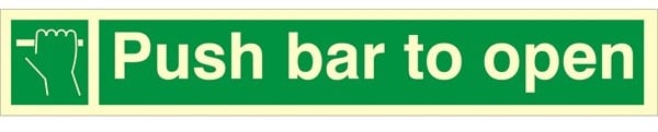 Luminous Rigid PVC Push Bar To Open Sign 600mm Wide x 100mm High - JEM Systems UK