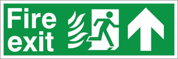 HTM65 Compliant Fire Exit Up / Forward - 600 x 200mm White - JEM Systems UK