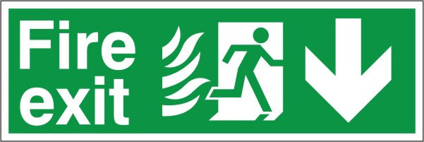 HTM65 Compliant Fire Exit Down - 600 x 200mm White - JEM Systems UK