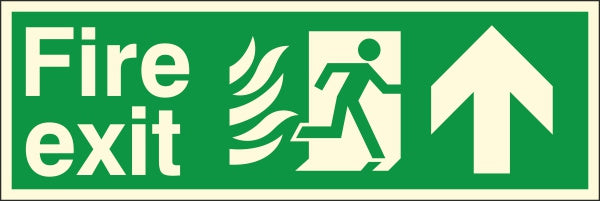 HTM65 Compliant Fire Exit Up / Forward - 600 x 200mm Luminous - JEM Systems UK