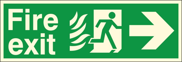 HTM65 Compliant Fire Exit Right - 600 x 200mm Luminous - JEM Systems UK