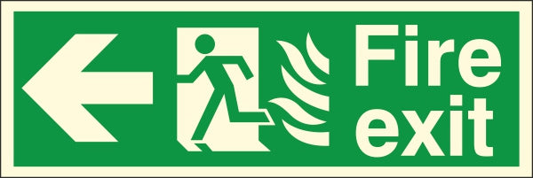 HTM65 Compliant Fire Exit Left - 600 x 200mm Luminous - JEM Systems UK