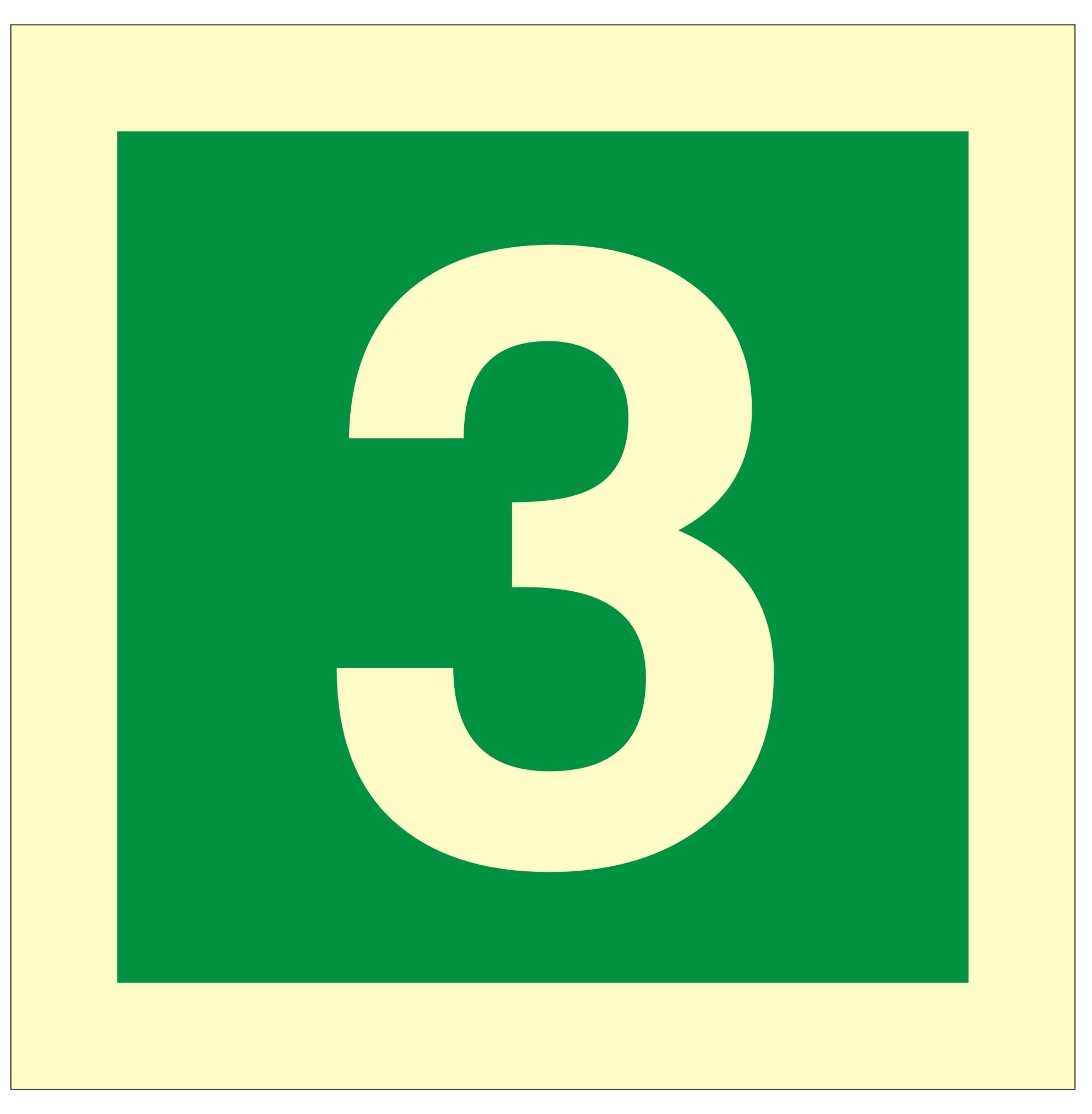 Stairway Identification Luminous Sign Number 3 - 100x100mm - JEM Systems UK