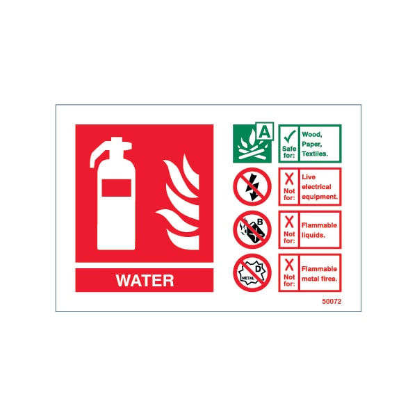 Jactone 105 x 155mm Water Extinguisher ID - Rigid PVC (50072R)