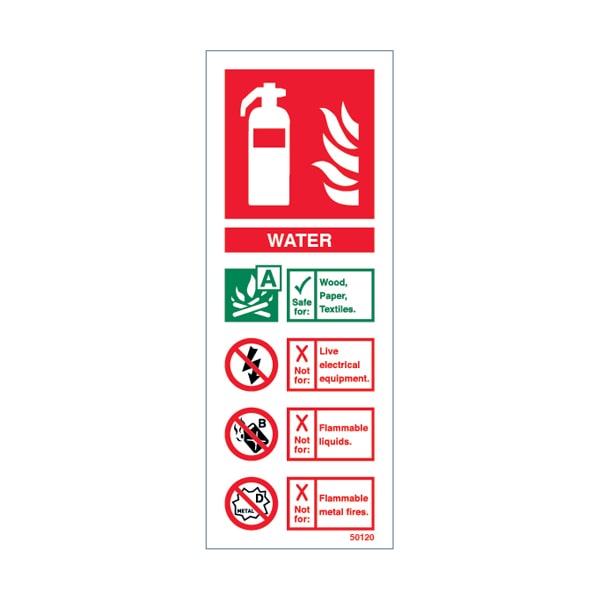 Jactone 200 x 75mm Water Extinguisher ID - Rigid PVC (50120R)