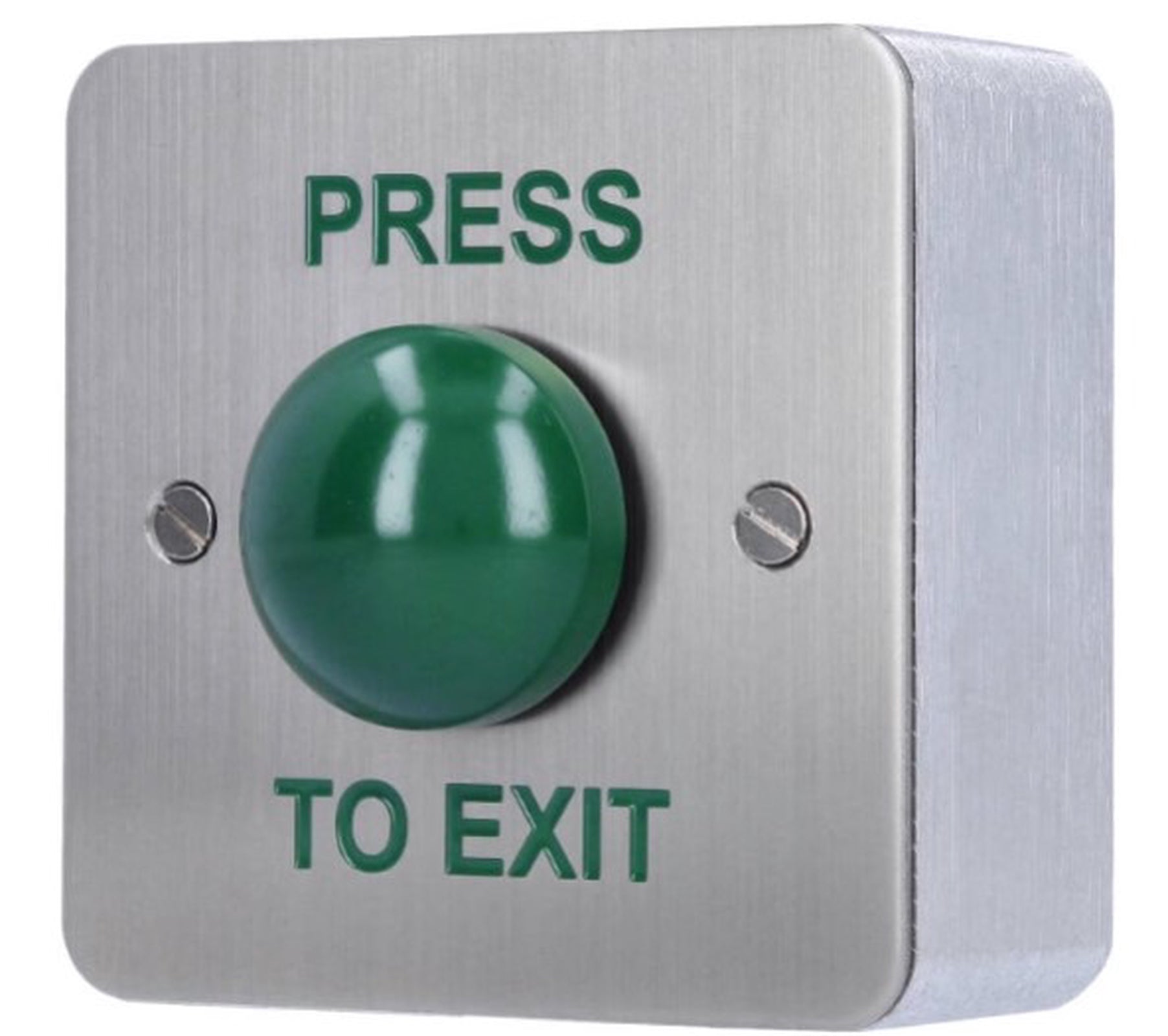 CDVI Green Dome Exit Button Square Surface Mount Stainless Steel