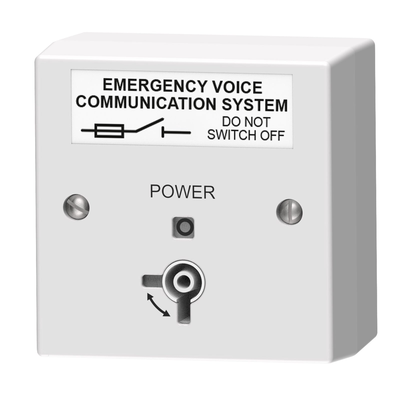 C-TEC Emergency Voice Communication System EVCS Mains Isolator Keyswitch Surface c/w Back Box White