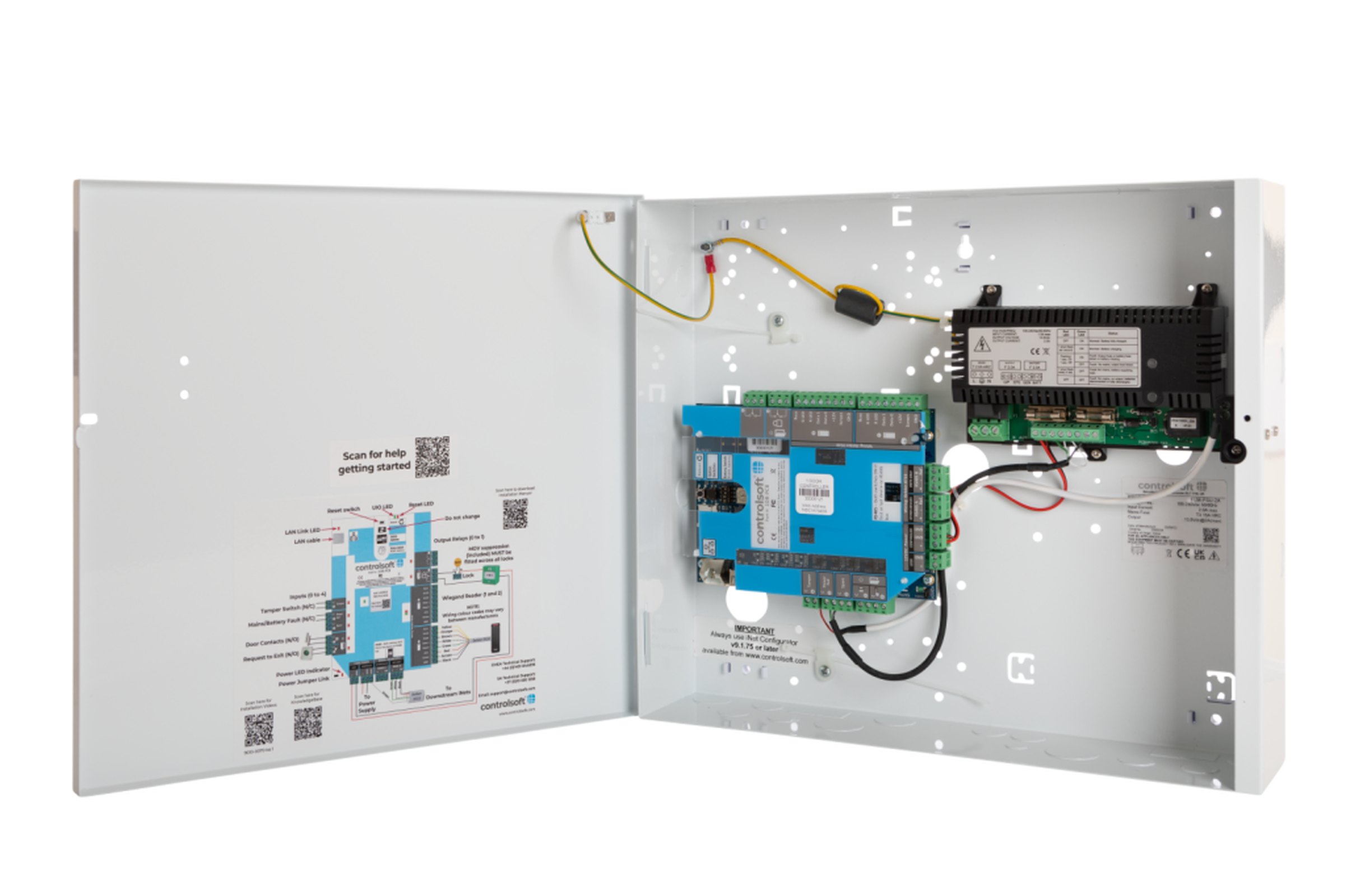 Controlsoft iNet 1 Door/2 Reader Boxed Control Unit with 2A PSU