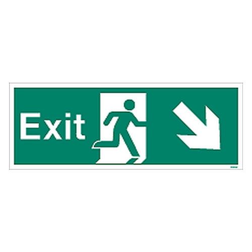 Firechief Sign EXIT DOWN RIGHT White (W448K)